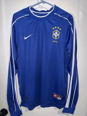 Nike Brazil CBF Dri-FIT Long Sleeve Soccer Jersey Blue/White Size L