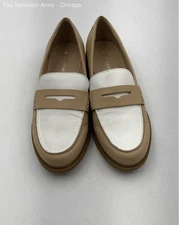 Marc Fisher Womens Lithia Tan White Leather Casual Loafer Shoes Size US 8M