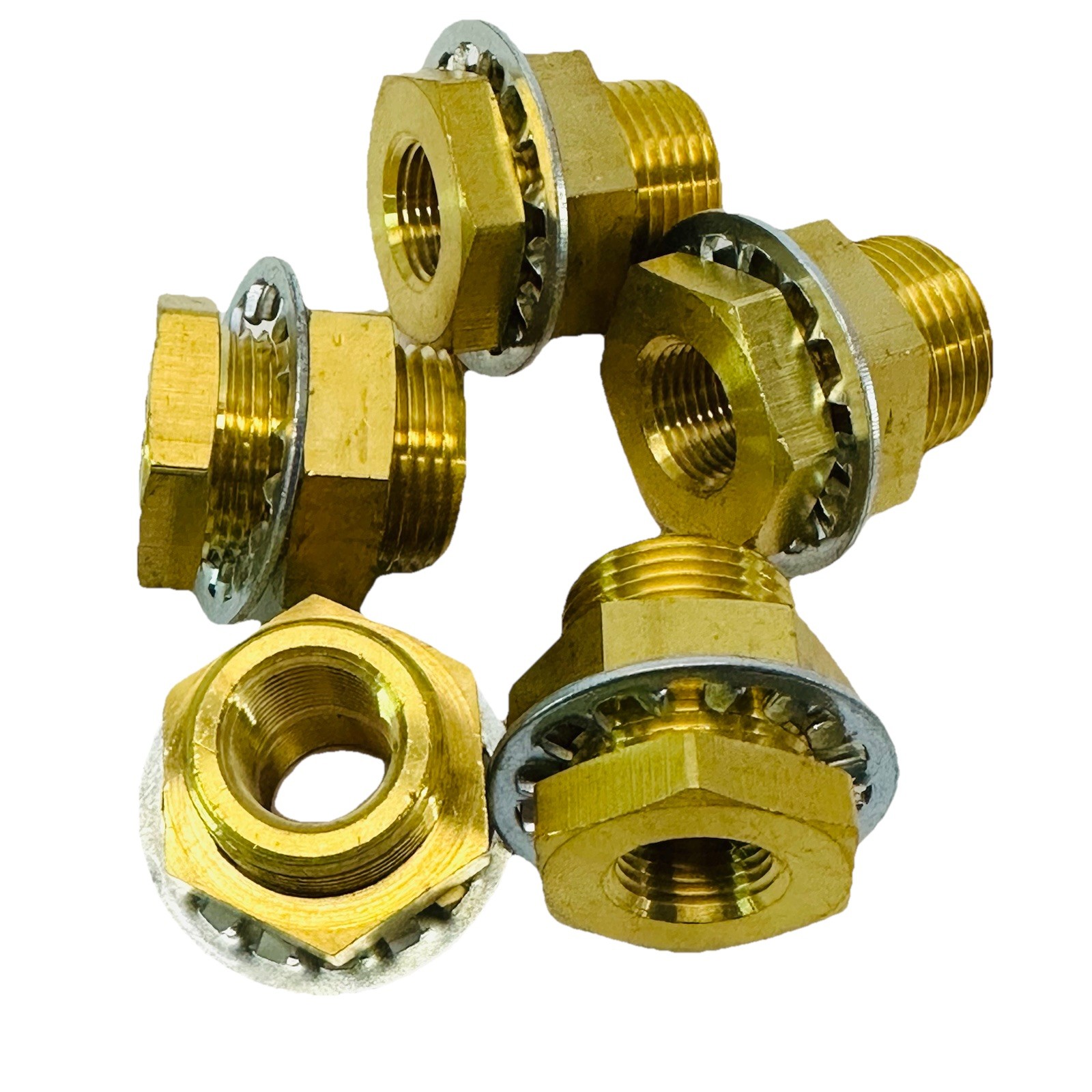 5 Pack Brass Bulkhead Fitting Female Bulk head Pipe Fitting Bulkhead