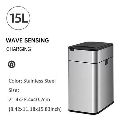 Smart Trash Can 20 Liters 15L Wastebasket Stainless Steel Automatic Sensor Trash