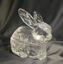 Williams Somoma Glass Covered Candy Dish Bunny Rabbit Shape