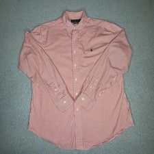 Polo Ralph Lauren Men  s Shirt Red White Stripe Classic Fit Long Sleeve Large