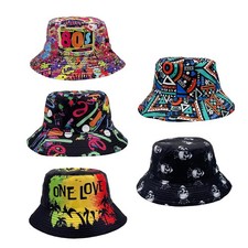 Men's Womens Colorful Graffiti Print Fisherman's Bucket Hat Street Style Sun Hat
