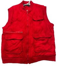 Vintage 80s Red Corduroy Insulated Vest Outdoor Hunting Workwear Size M Read