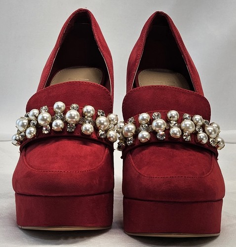 JustFab Adele Throwback Chili Pepper Embellished Platform High Heel Shoes Size 7