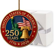 United States 250th Anniversary Ornament 1776 2026 Patriotic Liberty Bell...