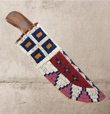 #ad Indian Beaded Cover Native American Sioux Handmade Knife Sheath $68.89