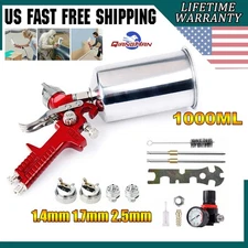 High Volume Low Pressure HVLP Paint Gun with 3 Adjustable Nozzles For Homes Cars