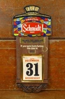 Vintage 1975 Schmidt Beer Stained Glass Foil Wall Calendar Advertising Sign