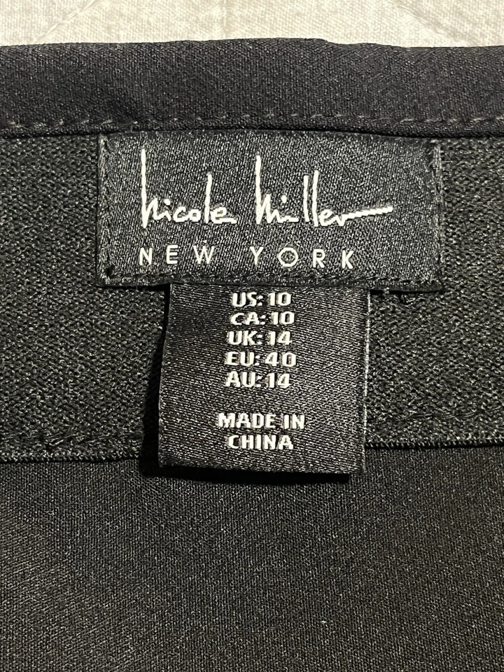 Falda Nicole Miller Línea A Mujer Talla 10 Negra Hasta la Rodilla Elastizada Empresarial Foto 4 de 4