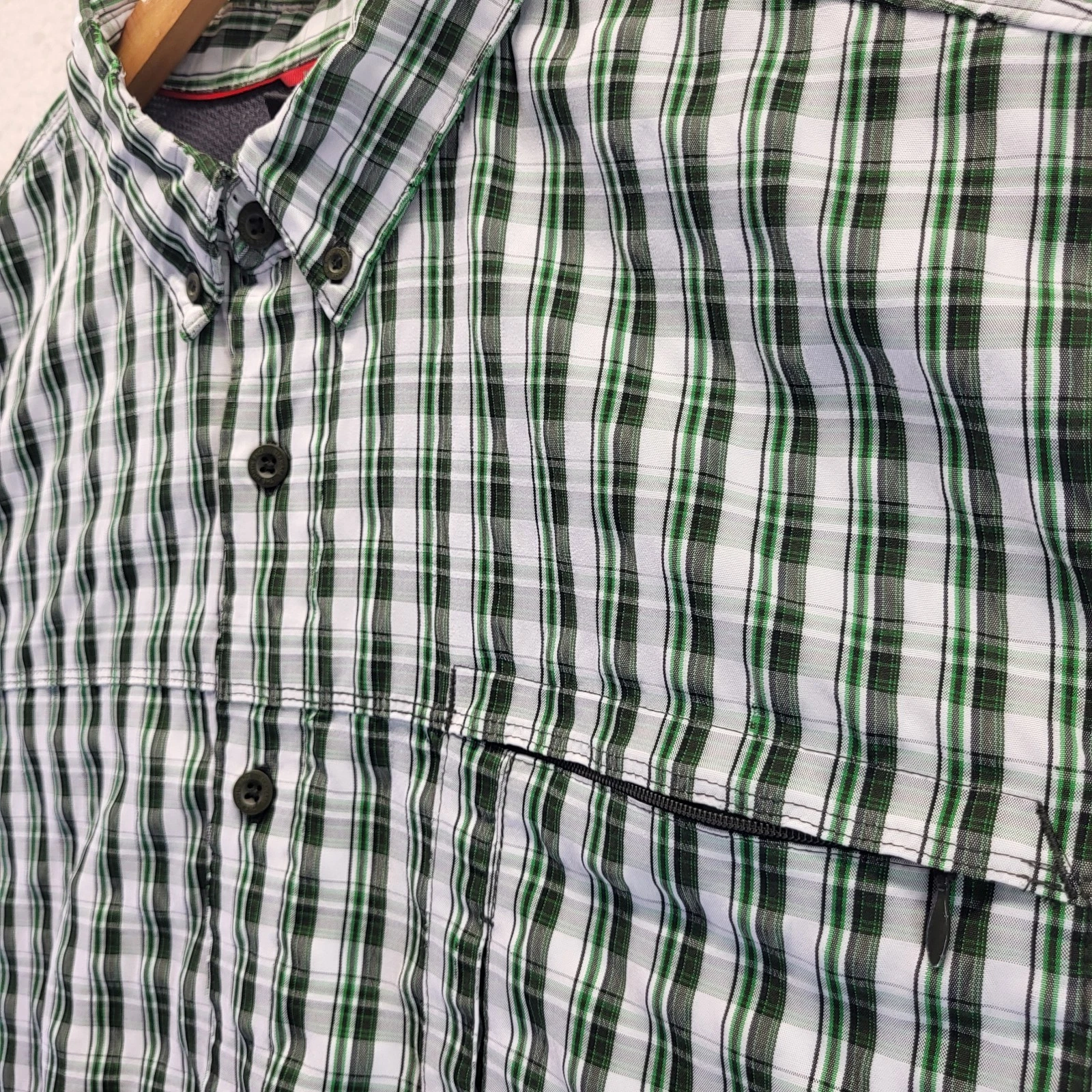 The North Face Hiking Button Shirt Mens XL Green Check TNF Camp Long Sleeve
