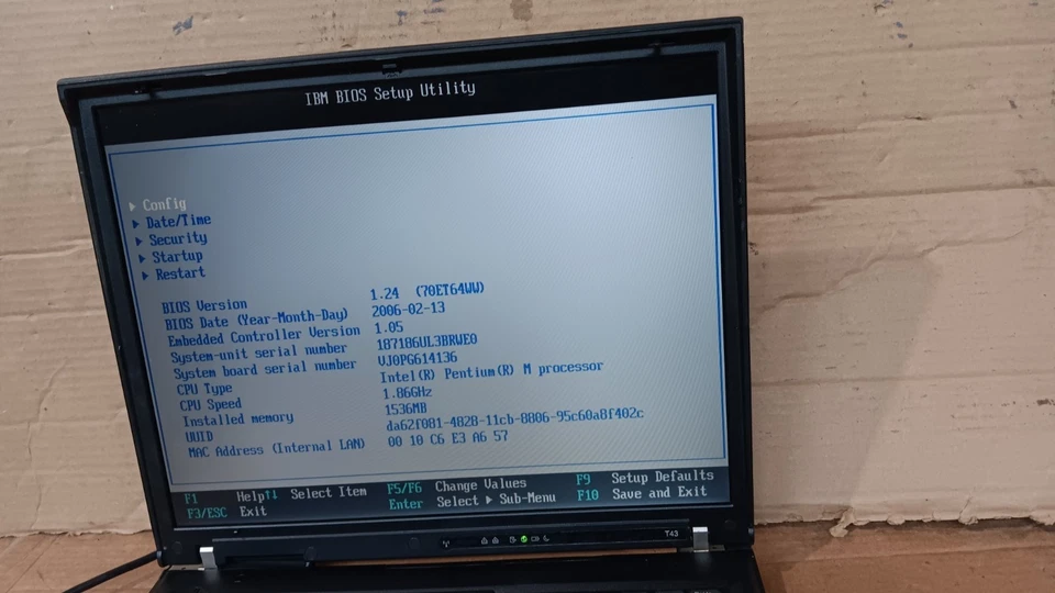 Portátil IBM Thinkpad T43 Intel Pentium M @ 1,86 GHz 15" pantalla LCD tipo 1871 Foto 2 de 4