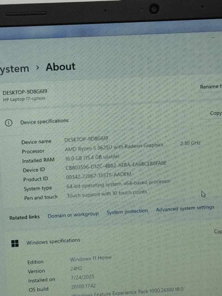 HP 17-cp1035cl 17.3” Touch AMD Ryzen 5 5625U 2.30GHz 16GB RAM 512GB NVMe Win11H - Image 2 of 4
