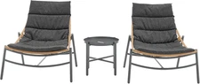Sunset 3 Piece Outdoor Patio Furniture Set with Lounge Chairs and Dip Tray Coffe