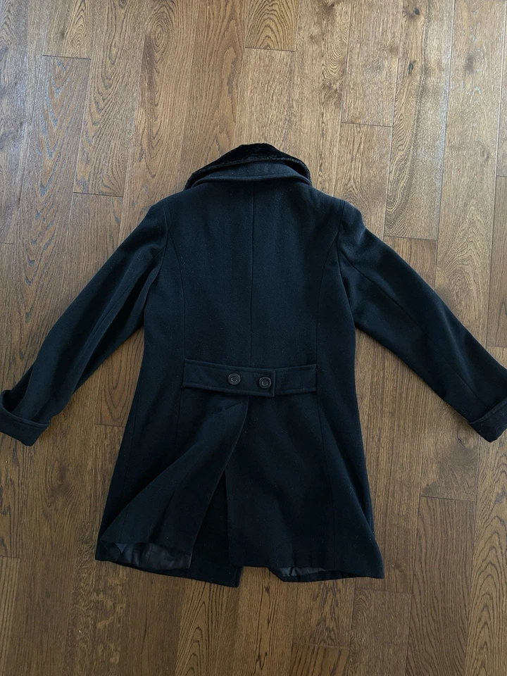 Abrigo de lana Donnybrook para mujer talla 10 negro chaquetón de doble botonadura Foto 3 de 4