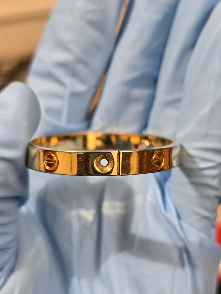 Charles Revson 1970 Aldo Cipullo Gold ElectroplateLOVE Bracelet SEE DESCRIPTION - Image 3 of 4