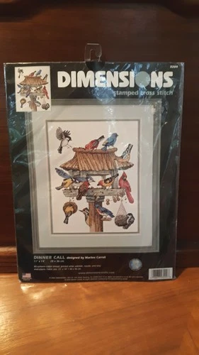 Dimensions 2002 DINNER CALL Birds & Birdhouse Counted Cross Stitch Kit #3209