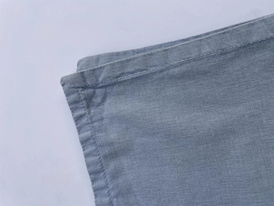 2 West Elm Linen Cotton Blend Standard Pillow Shams Classic Textured Light Blue - Image 2 of 4