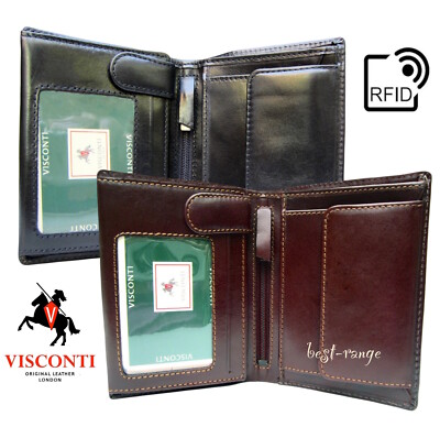 Geldbörse Echtleder RFID Dreifachfaltung Luxus Designer Qualität Visconti Neu in Box MZ3