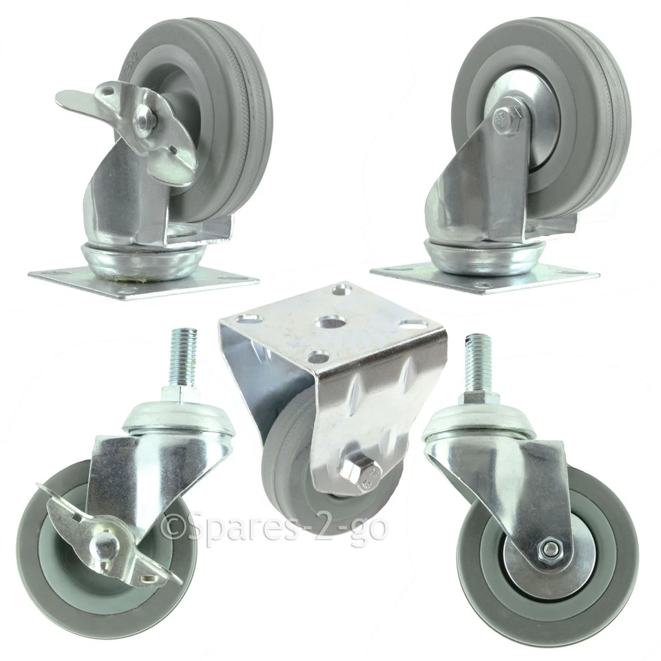 UNIVERSAL Heavy Duty Rubber Castor Wheel Trolley Furniture Bed Industrial Caster 50 75 100