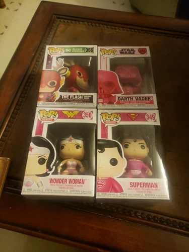 Funko Pop Lot: Pink Darth Vader, Superman, Wonder Woman, Christmas Flash