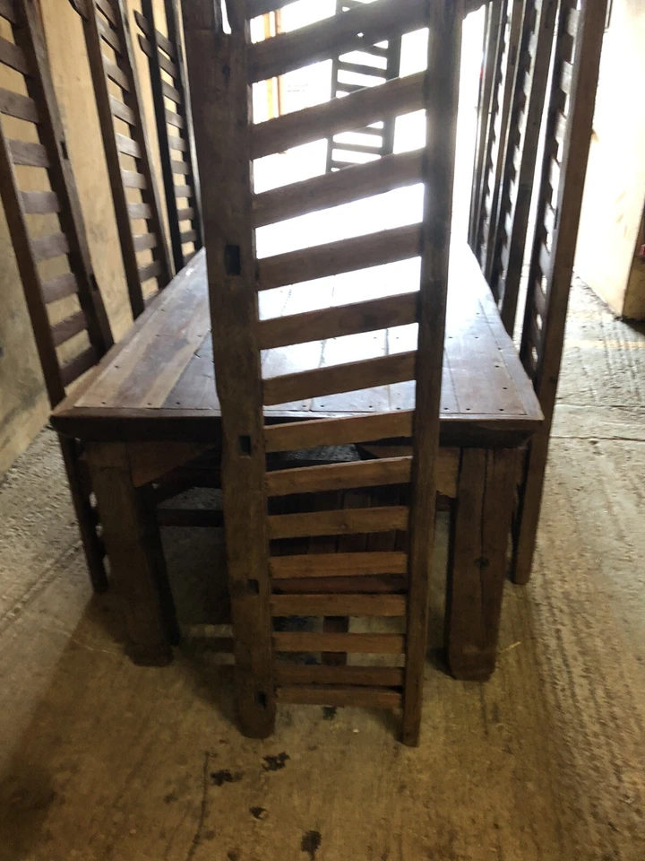 Very Large Bespoke Rustic Stunning Table & Chairs Very Rare Sits 10 People - Image 2 of 4