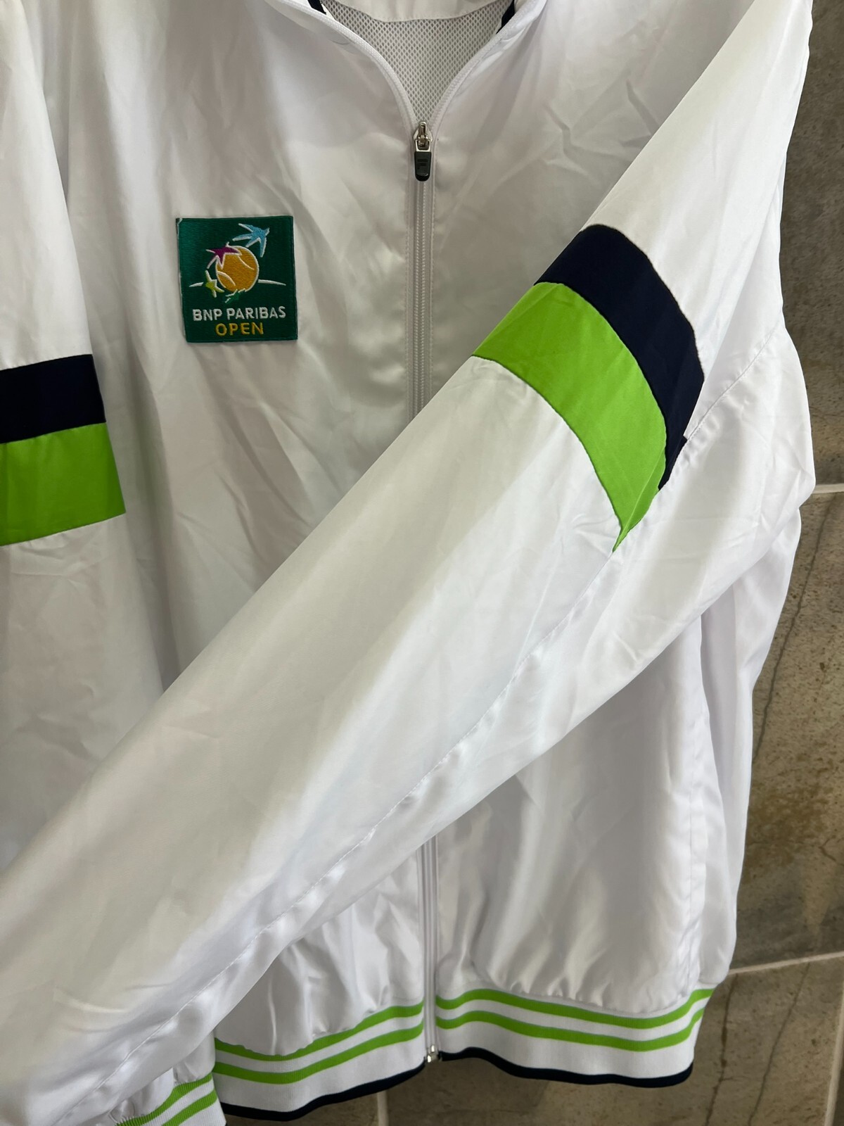 FILA BNP Paribas Tennis Open Uomo XL Giacca Tennis Bianco Giacca a Vento Vintage