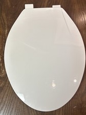 Elongated White Plastic Toilet Seat NEW