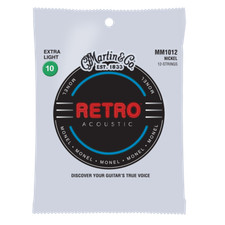 Martin MM1012 10-47 12 String Retro Monel Acoustic Guitar Strings 1-3 Packs