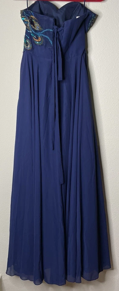 NWT Grace Karin Blue Peacock Beaded Strapless Corset Dress Gown Size 4 - Image 4 of 4