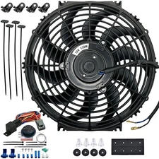 12-13 INCH 130W ELECTRIC 12V RADIATOR COOLING FAN ADJUSTABLE TEMP THERMOSTAT KIT