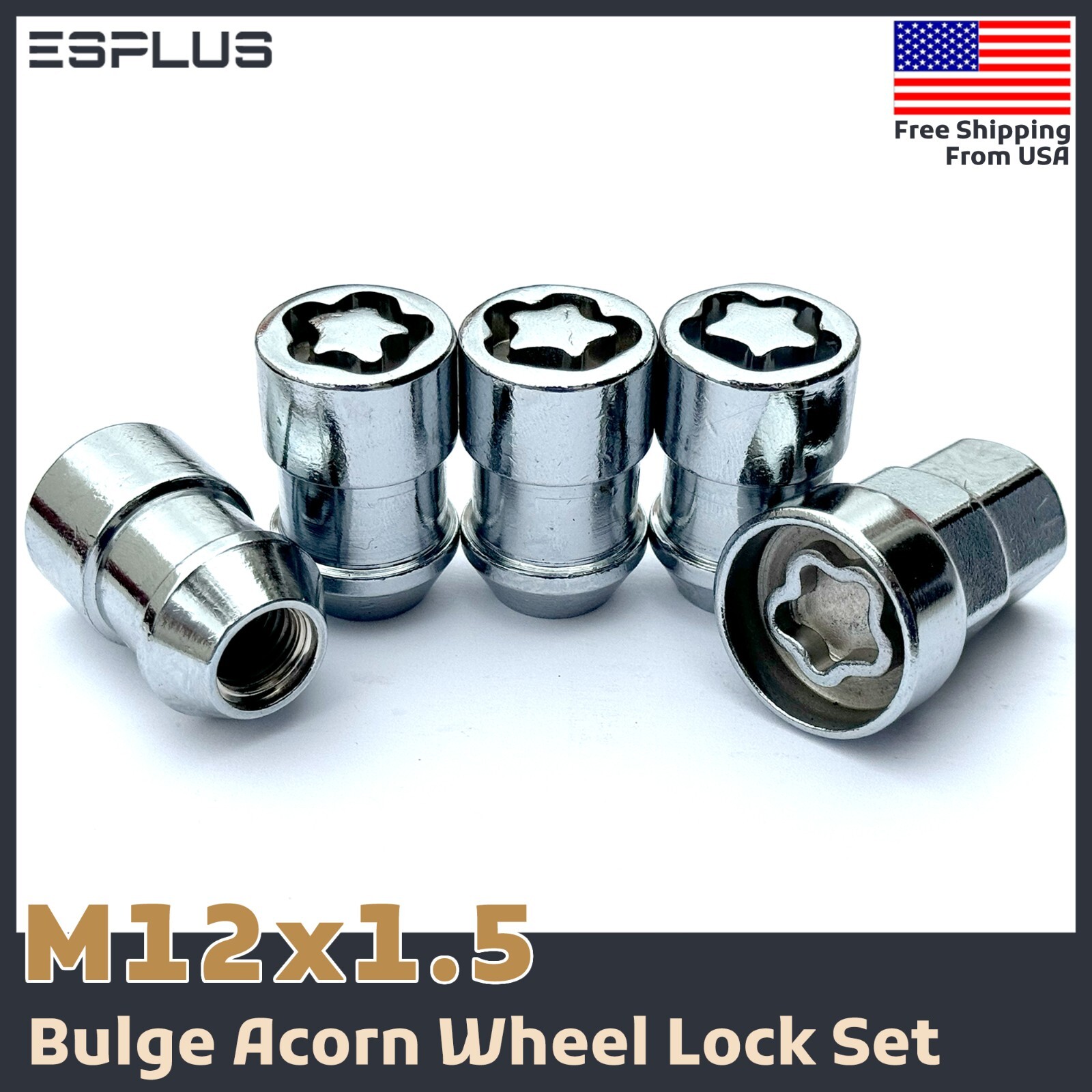 4 Pc Hyundai Wheel Lock M12x1.5 Chrome Fit Elantra/Ioniq/Kona/Sonata