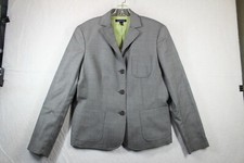 Lands End Blazer Size 12 Gray Button Up Jacket Womens Office Business