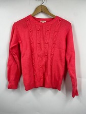 Crewcuts Girls Cable Knit Bobble Crewneck Long Sleeve Sweater Pink Size 14