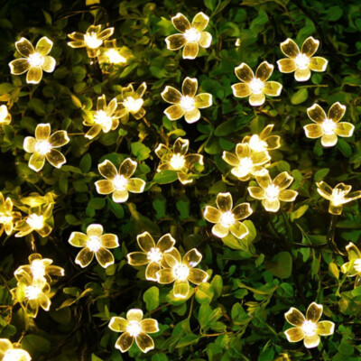 Solar Power 50 LED Flower Fairy Garden Lights String Outdoor Decor Waterproof