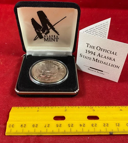 Official 1994 Medallion Proof, Grizzly, Silver 1 Oz. Alaska Mint Pre-Owned