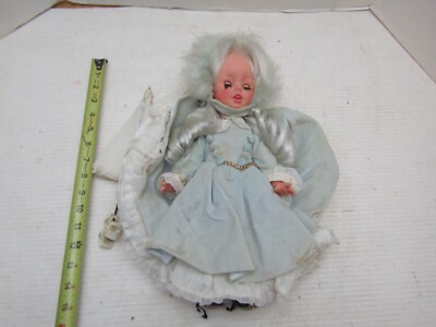 VINTAGE FURGA DOLL LONG EYE LASHES BLUE EYES WHITE LONG HAIR 14 INCH DOLL