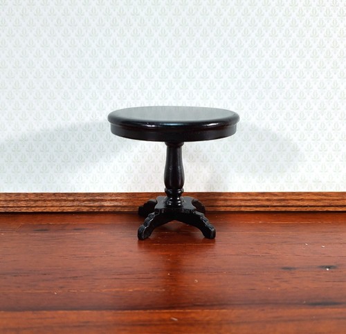 Dollhouse Table Small Round Side or End Table Black Finish 1:12 Scale Furniture - Picture 3 of 5