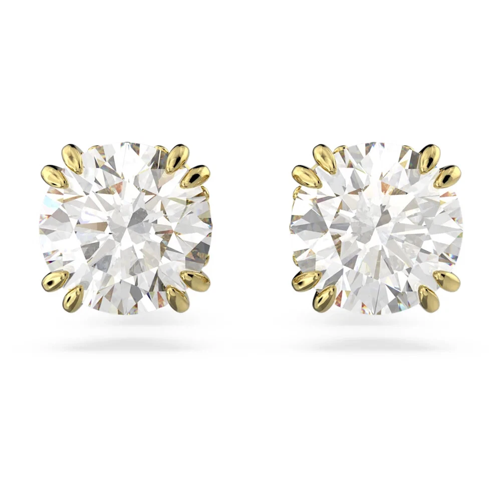 SWAROVSKI CRYSTAL CONSTELLA PIERCED EARRINGS STUD ROUND WHITE GOLD
