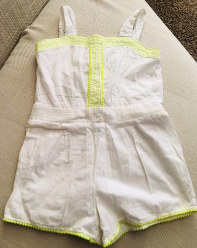 Janie and Jack Girls One-Piece White Outfil w/Neon Trim Size 5 - Picture 2 of 8