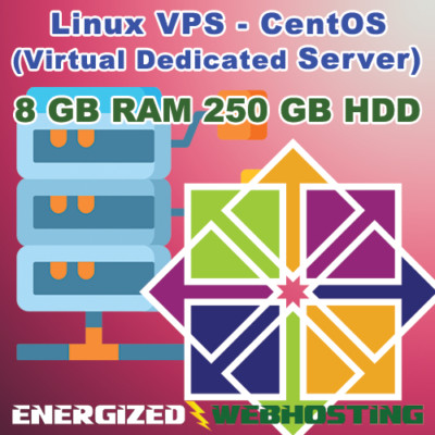 VPS Server CentOS Linux - 8GB RAM - 250 GB Storage - 1 Month