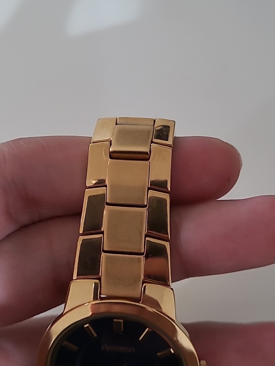 Armitron Mens Wrist Watch Y121e Gold Tone Blue Dial Japan Movt New