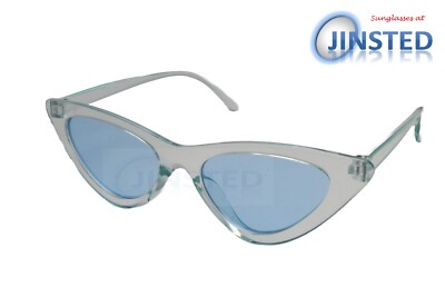 Adult Cat Eye Sunglasses Clear Blue Frame and Lens UV400  display picture 3
