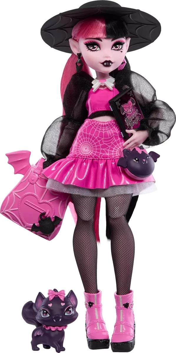 Monster High Draculaura Doll with Pet Bat-Cat Count Fabulous and