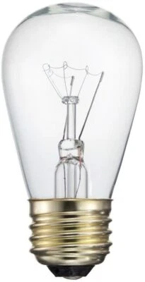 HOLIDAY LIGHT DEPOT Pack of 25 S14 Commercial Grade Glass Light Bulbs 11 Watt Clear Glass Warm White