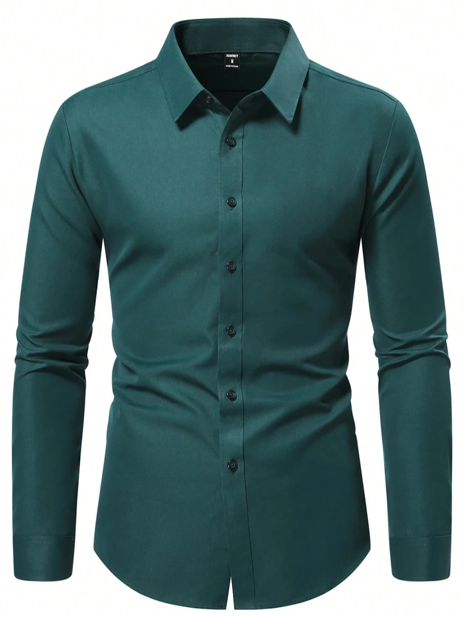 green emerald velvet dress Express Hidden Placket Shirt in Juniper by Habitat Clothing Small main image 1