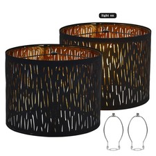 Set of 2 Drum Lamp Shade 13 Top x 13 Bottom x 9 High Spider Black Pattern Car...