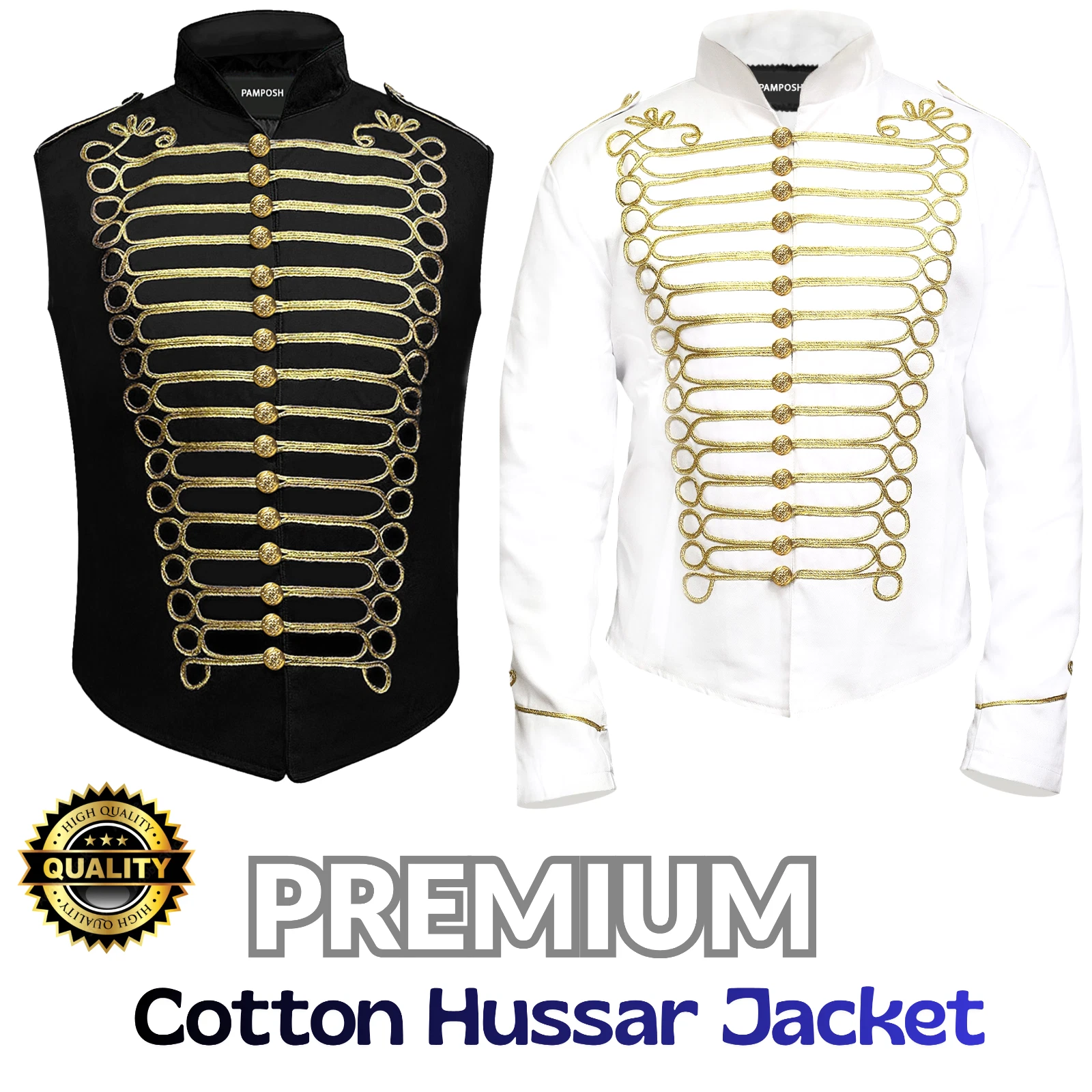 Mens Hussar Jacket Steampunk Napoleon Style Costume Vest Military Parade jacket