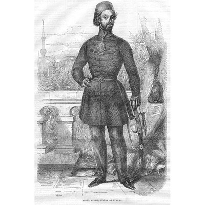 ABDULMEJID Sultan der Türkei - antiker Druck 1854