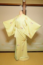 Silk Kimono Komon Women Japanese vintage Robe 148cm 1030